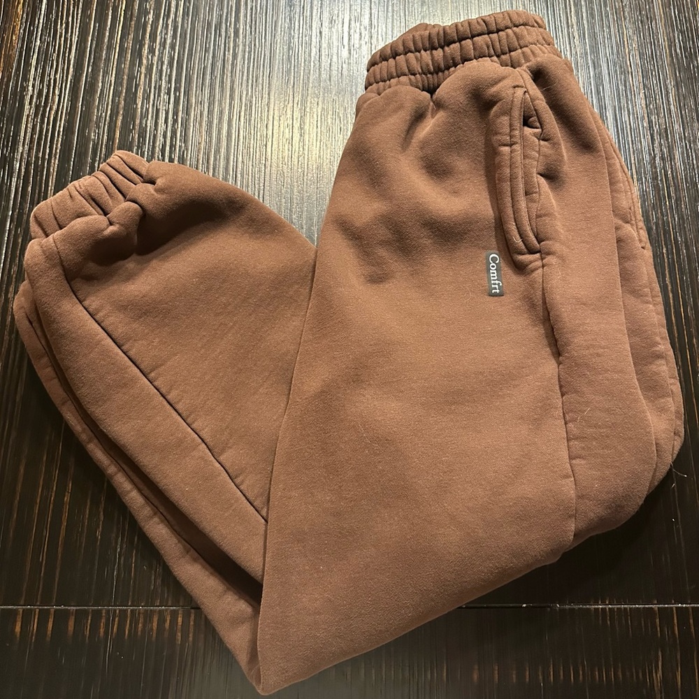 Comfrt Jogger Sweat Pants With Pockets Brown Size Large